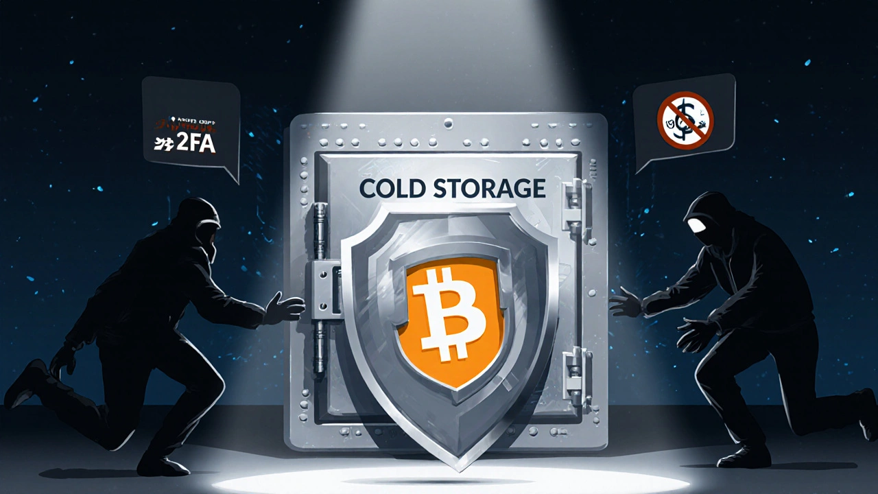 Защищенный цифровой сейф с биткоином, охраняемый от хакеров и мошенников.