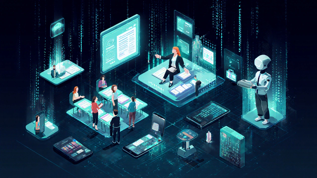 Будущее образования: голографические уроки, ИИ-наставники и виртуальные классы в цифровой среде.