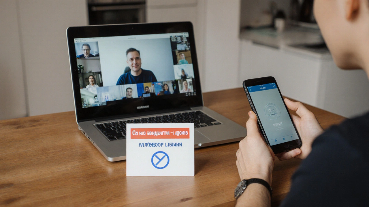 Человек использует мобильный интернет на кухне с табличкой &#039;Не беспокоить&#039; и таймером.