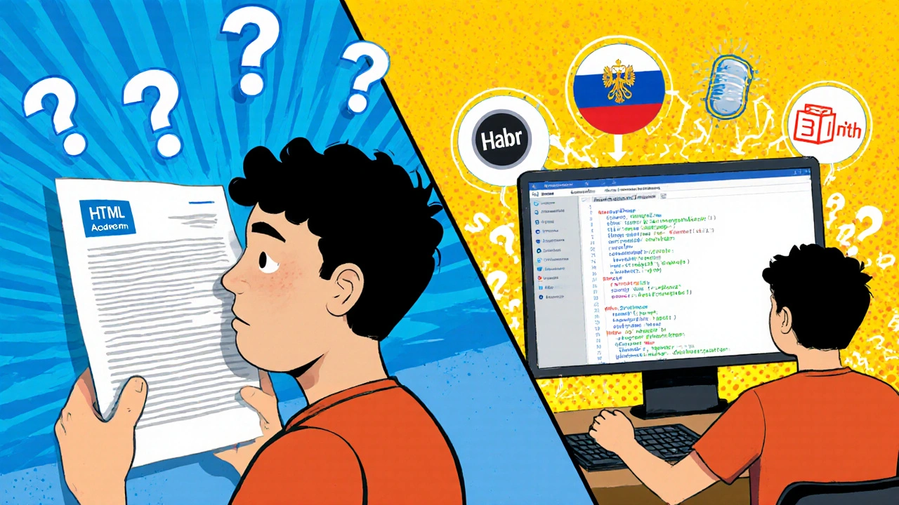 Сравнение: человек, сомневающийся в английском, и тот же человек, успешно кодирующий на русских платформах