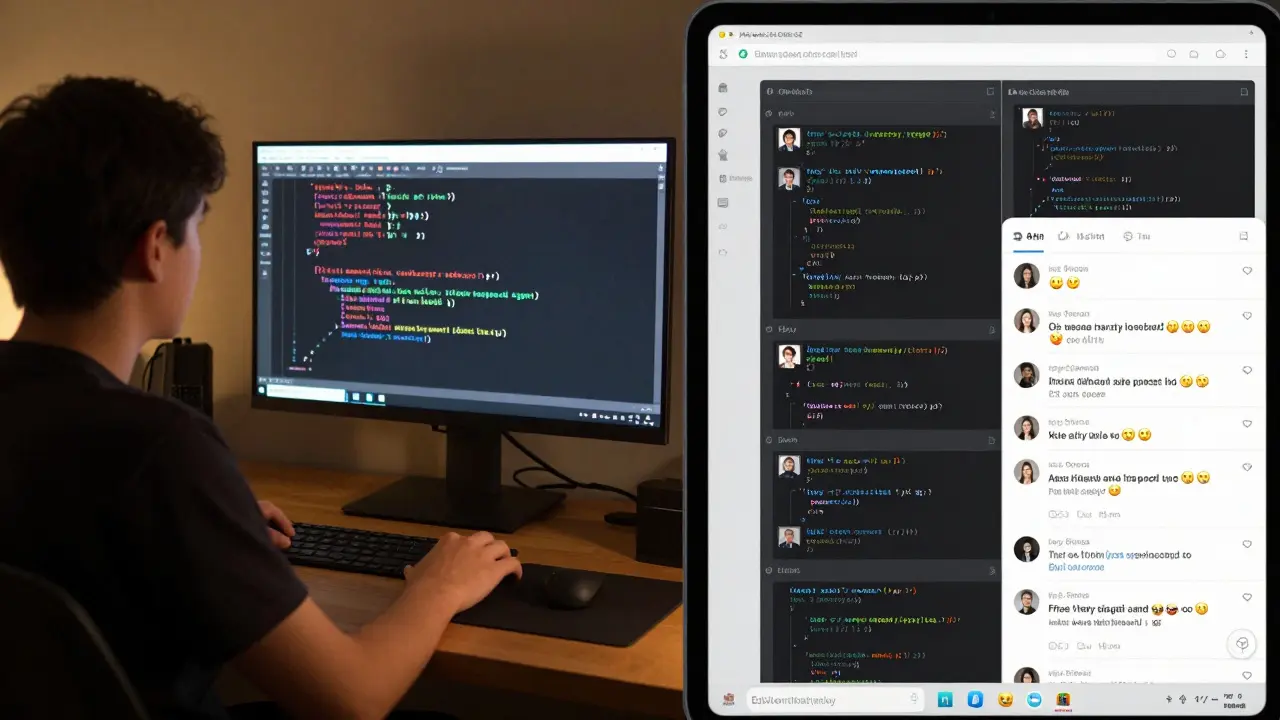 Студент записывает проект и обменивается комментариями с одногруппниками через онлайн-форум.