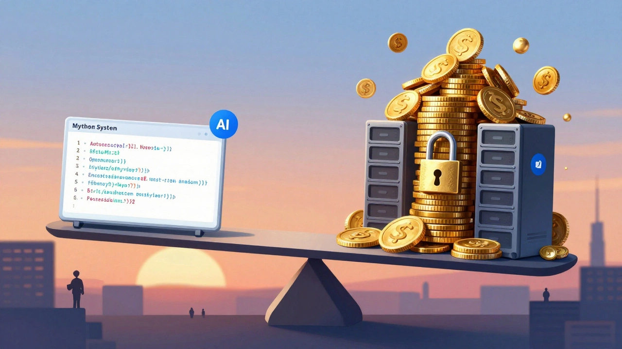 Весы: простой Python против сложной Rust-системы, одна сторона тяжелее золотом и серверами.