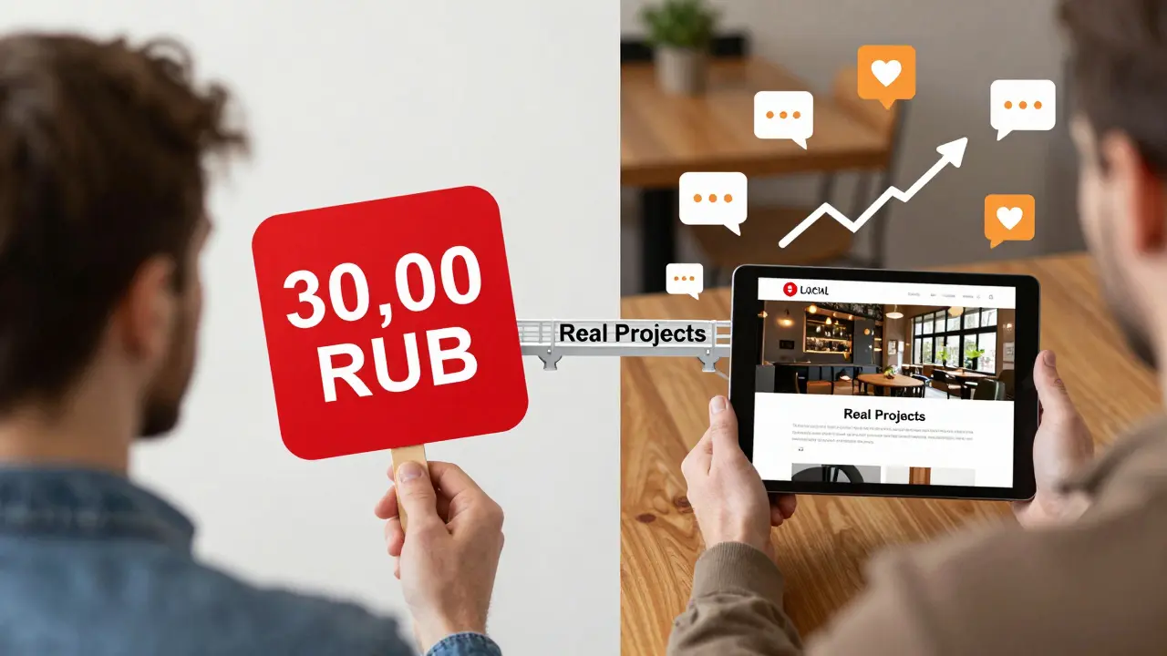 Сравнение: слева — низкая зарплата 30 000 рублей, справа — реальный проект и рост дохода.