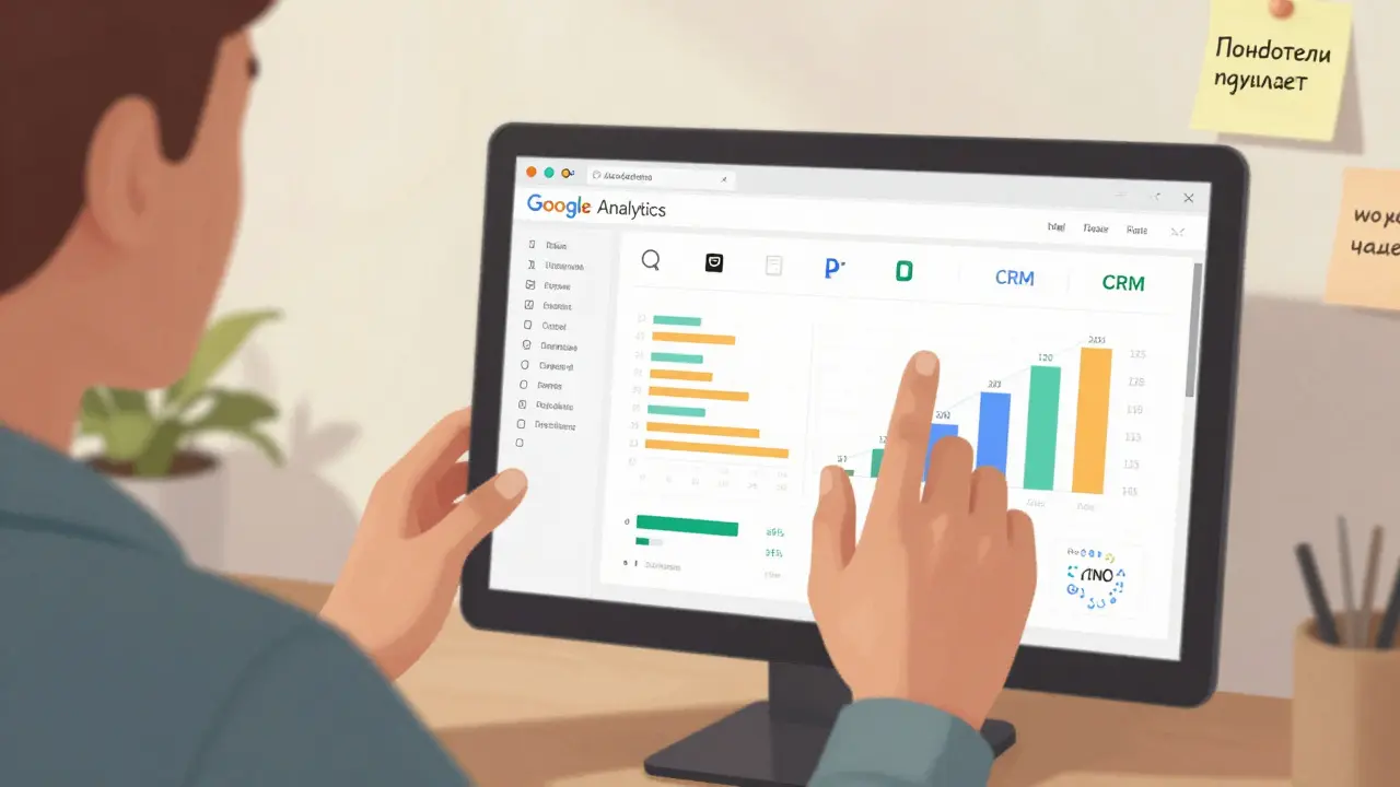 Аналитик работает с данными в таблице, показывая закономерности на графиках