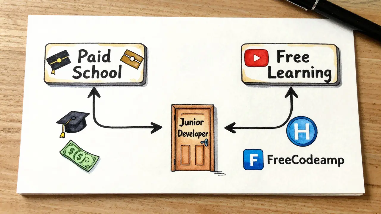 Дорога к IT-карьере: платное обучение и бесплатные ресурсы ведут к одной цели — первой работе.