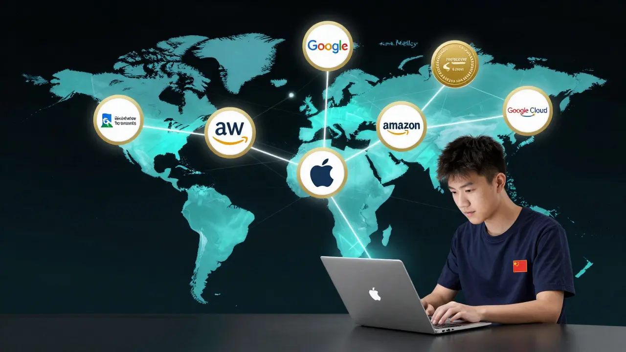 Глобальная сеть связей от китайского разработчика к технологическим гигантам с сертификатами и хакатонами.
