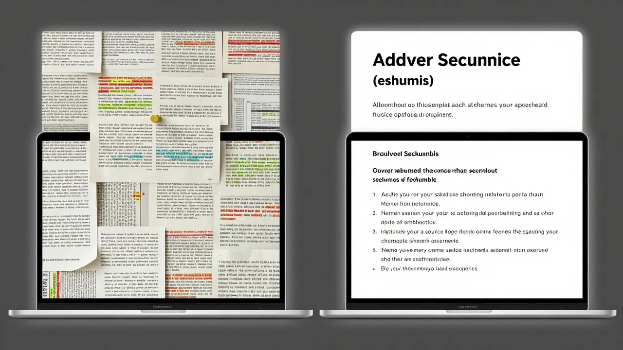 Сравнение: слева — беспорядочный текст, справа — аккуратно оформленный учебный ответ с заголовками и списками.