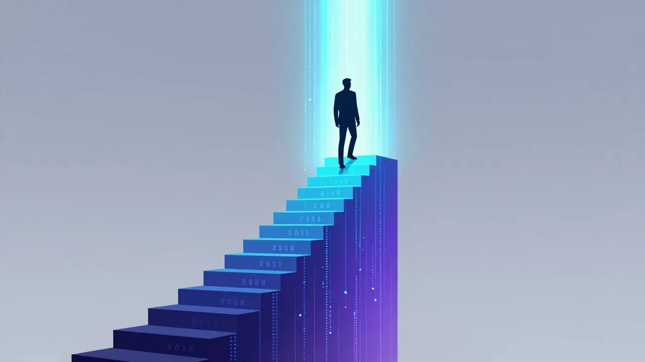 Абстрактная лестница карьерного роста в цифровой сфере
