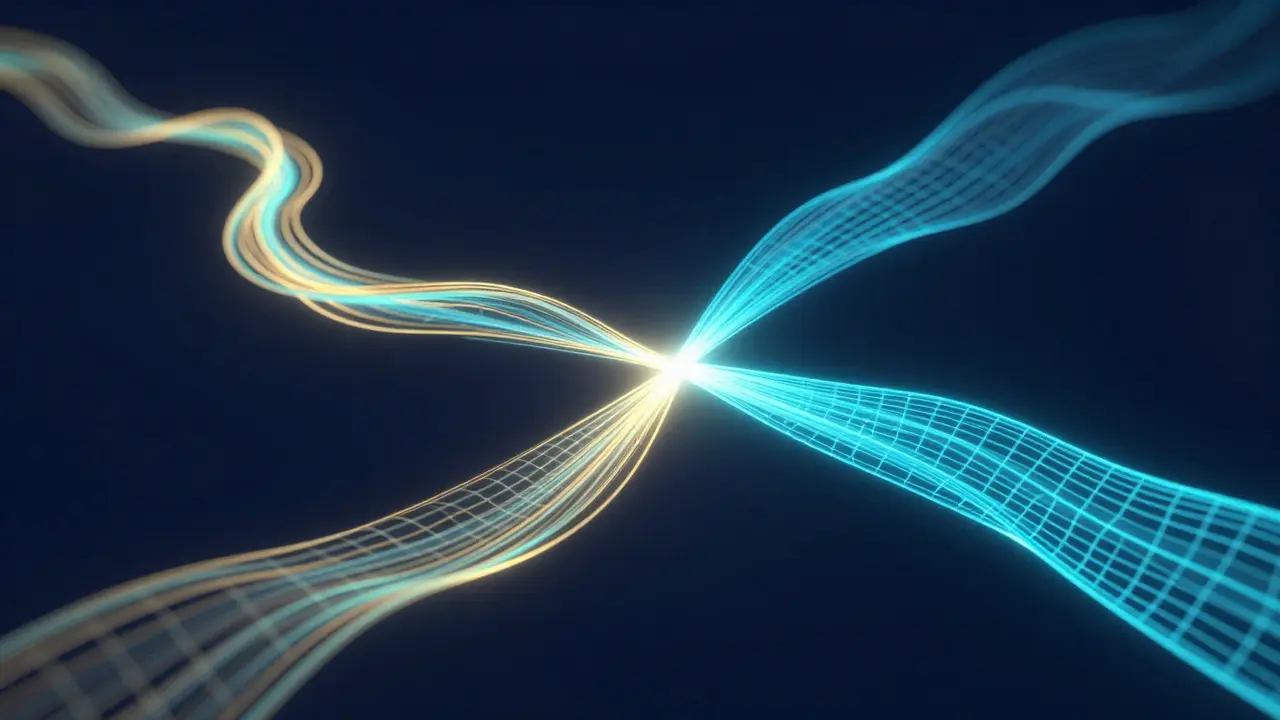 Абстрактная визуализация различных путей и форматов онлайн обучения