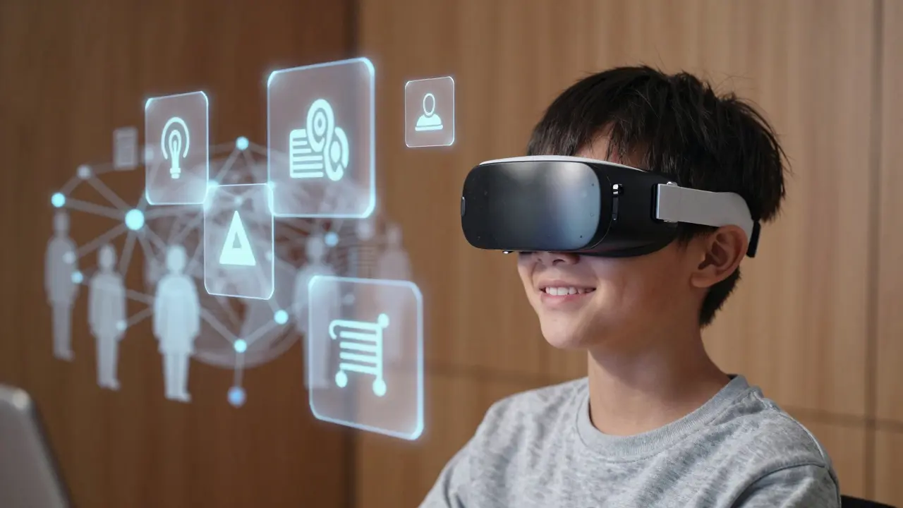 Студент использует очки дополненной реальности для обучения в будущем